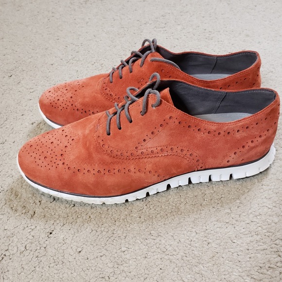 Cole Haan Zerogrand Shoes Women 9.5 C WIDE Wingtip Oxford Suede Leather Red - Picture 4 of 10